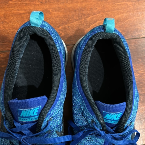 Men’s NIKE FLYKNIT LUNAR 1 BLUE SIZE 12 MENS 554887-440 USED GOOD CONDITION. - Picture 2 of 4